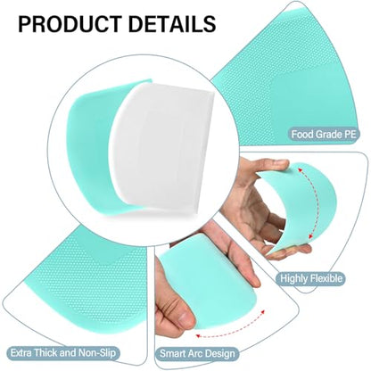 Ecavria Bench Scraper, Premium Stainless Steel Dough Scraper with 2 PCS Flexible Bowl Scraper, Dough Cutter with Measuring Scale, Versatile Kitchen Scraper Set for Pastry Bread Pizza Cake