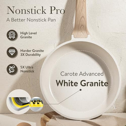 CAROTE Pots and Pans Set, Nonstick Cookware Sets, 21pcs Induction Cookware Kitchen Set Non Stick Cooking Set w/Frying Pans & Saucepans (PFOS, PFOA Free)