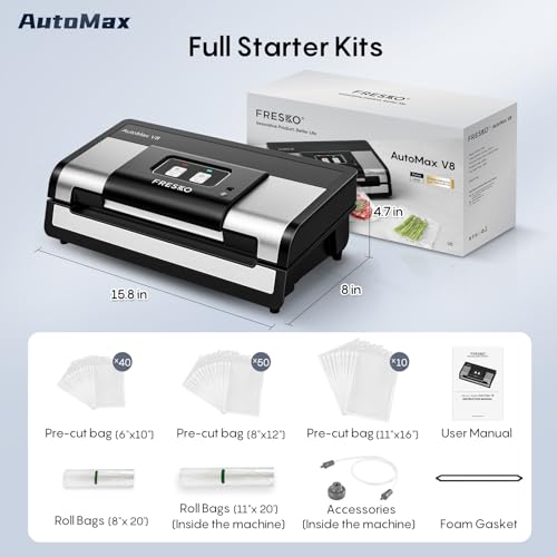 FRESKO Automatic 95Kpa Food Vacuum Sealer Machine, Auto Dry-Wet Detection