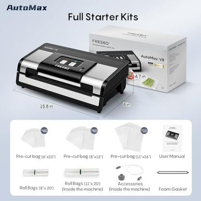 FRESKO Automatic 95Kpa Food Vacuum Sealer Machine, Auto Dry-Wet Detection