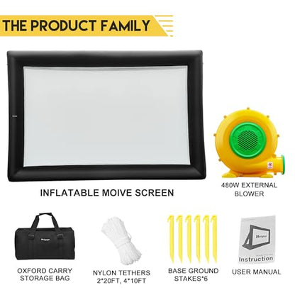Heipigo 23ft Inflatable Projector Movie Screen Outdoor Projector Screen Portable with Air Blower Storage Bag for Backyard Movie Night, Theme Parties, Celebrations, Front/Rear Projection