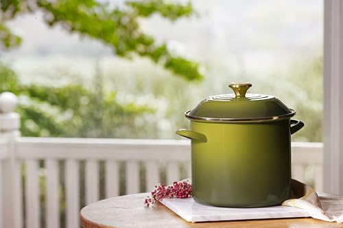 Le Creuset Enamel on Steel Traditional Stockpot, 10 qt., Olive with Stainless Steel Knob