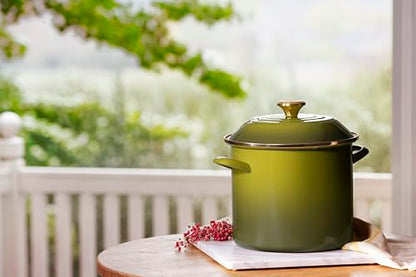 Le Creuset Enamel on Steel Traditional Stockpot, 10 qt., Olive with Stainless Steel Knob
