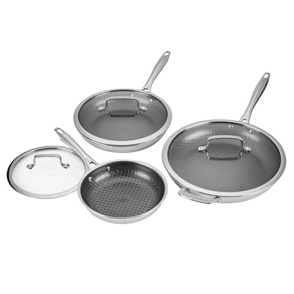 Cuisinart FusionElite+ Hybrid Tri-Ply Stainless Steel Cookware Set, 6-Piece Skillet Cooking Set with PURELYSEAR Ceramic Technology, Scratch Proof, Cool Grip Handles, Dishwasher Safe