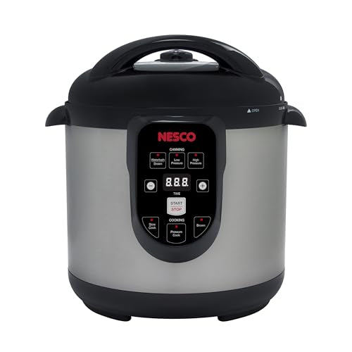 NESCO NPC‑9 Smart Electric Pressure Canner and Cooker for Home Food Preservation, 9.5‑Quart Stainless Steel with Digital Controls