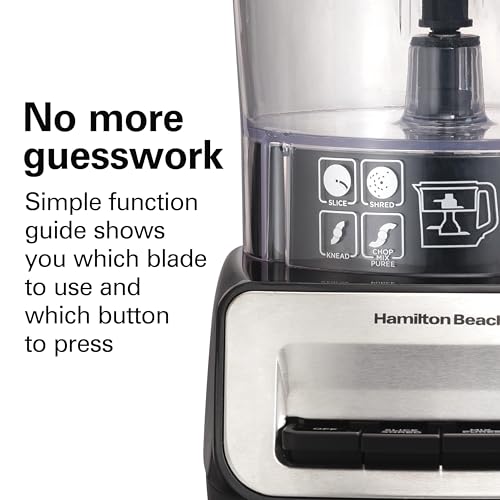 Hamilton Beach Stack & Snap Food Processor and Vegetable Chopper, Stainless Steel Blades, 14 Cup + 4-Cup Mini Bowls, 3-Speed 500 Watt Motor, Black (70585)