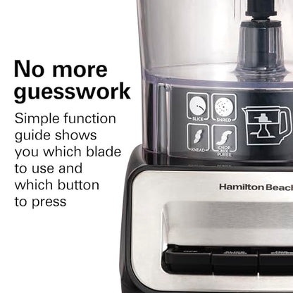 Hamilton Beach Stack & Snap Food Processor and Vegetable Chopper, Stainless Steel Blades, 14 Cup + 4-Cup Mini Bowls, 3-Speed 500 Watt Motor, Black (70585)
