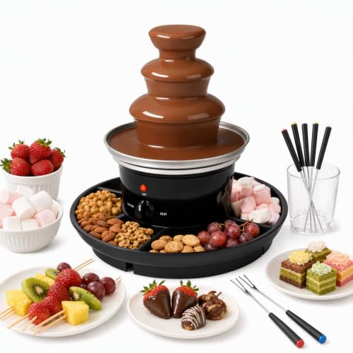 Chocolate Fountain Machine,120V Electric 3-Tiers Chocolate Melting Machine,1 lb Digital Chocolate Heating Fondue Fountain Machine for Weddings,Birthdays,Graduation Parties (Black 3 Tiers)