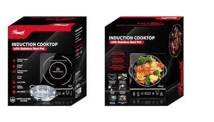 Rosewill Induction Cooker 1800 Watt, Induction Cooktop, Electric Burner with Stainless Steel Pot 10" 3.5 QT 18-8, RHAI-13001