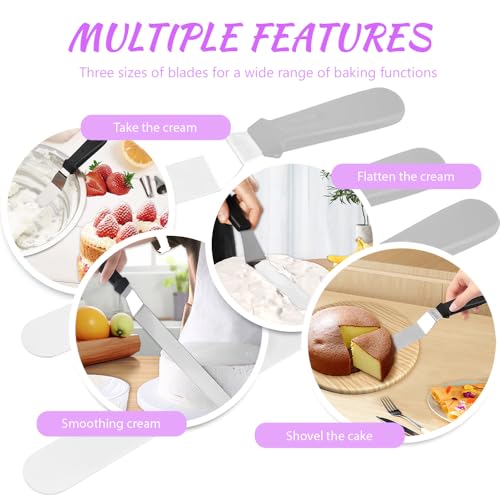 Cake Stand Rotating Turntable kit with Reusable Piping Bag and Piping Tips,Offset Spatula,Cake Decorating Tools for Beginners