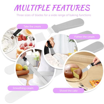 Cake Stand Rotating Turntable kit with Reusable Piping Bag and Piping Tips,Offset Spatula,Cake Decorating Tools for Beginners