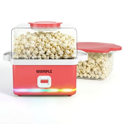 Wumple Popcorn Machine with Bowl - 12 Cup Electric Popcorn Maker for Home Movie Nights & Parties - Countertop Popcorn Popper - Red