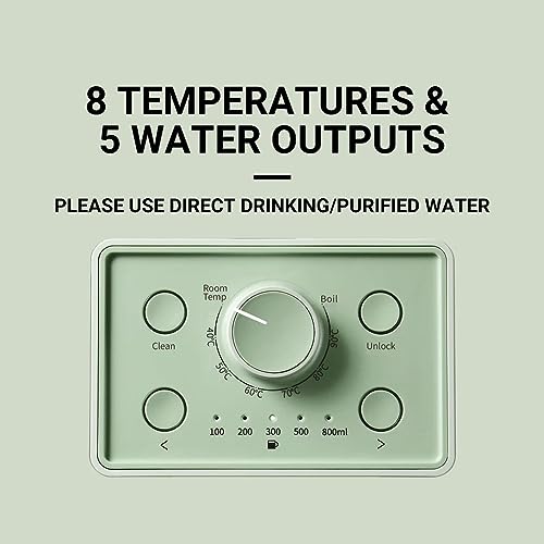 BUYDEEM S9013 Instant Hot Water Dispenser, Countertop Water Boiler & Warmer for Tea, Coffee and Baby Formula, Adjustable 8 Temperatures & 5 Water Outputs, 3L Water Tank(102oz), Green