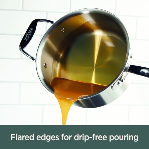 All-Clad D5® Stainless Steel Core 4 Quart Soup Pot With Lid - Made in the USA - The Upgrade for Supremely Even Heat- Oven Safe & Induction Compatible Cookware