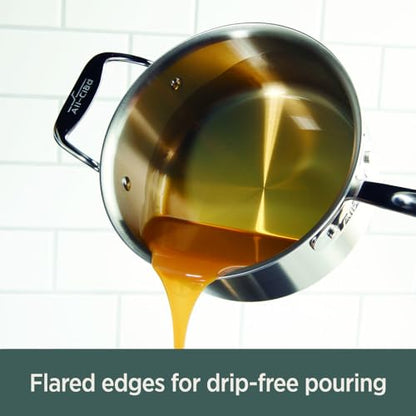 All-Clad D5® Stainless Steel Core 4 Quart Soup Pot With Lid - Made in the USA - The Upgrade for Supremely Even Heat- Oven Safe & Induction Compatible Cookware