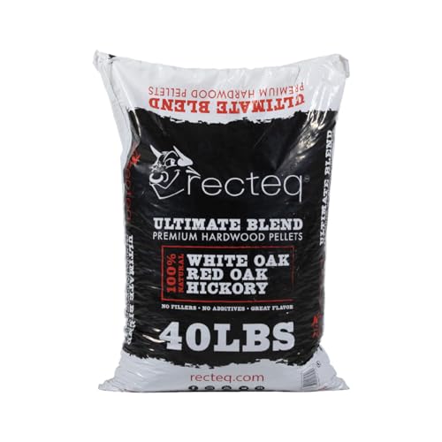 recteq Ultimate Premium Hardwood Grilling Cooking Pellet Barbecue BBQ Grill Smoker Blend with Red Oak, White Oak, Hickory Wood Pellets for Smokers, 40 Pound Bag