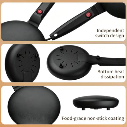 Handheld Electric Crepe Maker Machine, 8" Portable Nonstick Crepe Pan with Batter Bowl & Mixer, Nonstick dipping plate with on/off switch, Quick Heat-Up & Even Heating, Easy to Clean, for Home