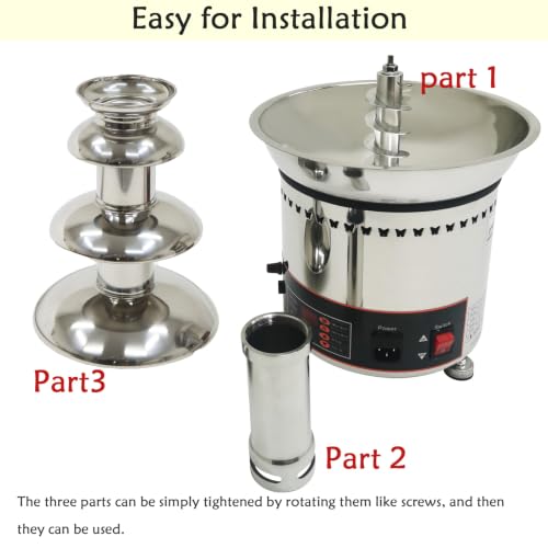 PreAsion Chocolate Fountain 110V Electric 4-Tiers Digital Chocolate Fountain Melting Machine Heating Fondue Fountain,3kg of chocolate