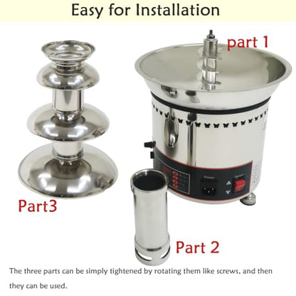 PreAsion Chocolate Fountain 110V Electric 4-Tiers Digital Chocolate Fountain Melting Machine Heating Fondue Fountain,3kg of chocolate