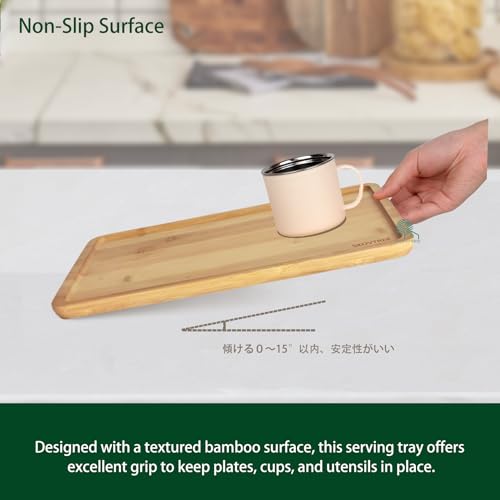 Skovtree Bamboo Serving Tray, Food Tray for Eating and Serving Coffee, Tea, 15.8x11.8 Inch