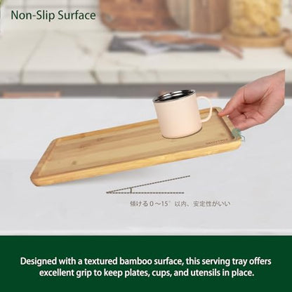 Skovtree Bamboo Serving Tray, Food Tray for Eating and Serving Coffee, Tea, 15.8x11.8 Inch