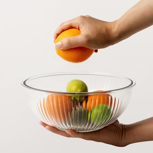 Freshmage Glass Mixing Bowls with Lids Sets, 4 Packs Glass Bowls with Lids for Kitchen Baking, Meal Prepping and Salad, Bpa Free and Dishwasher Safe Serving Bowls, 0.2/0.5/1.1/2.1