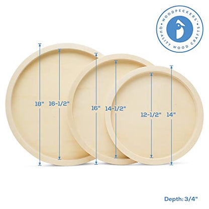 Woodpeckers Set of 3 Nesting Wood Tray for Crafts & Resin Art, Canvas Panel, Circle Wood Sign Blank