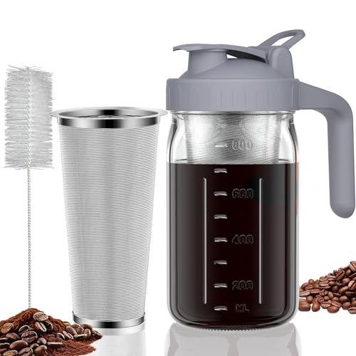 JunVpic Cold Brew Coffee Maker, 32 oz Glass Mason Jar Pitcher