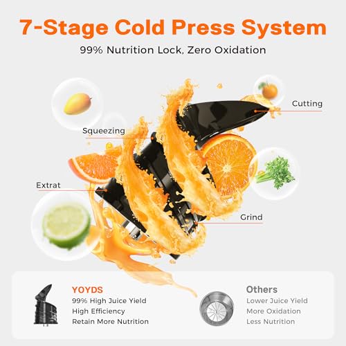 Cold Press Juicer with 5.5" Wide Feed Chute, Slow Masticating Juicer Machine for Whole Fruits & Vegetables, High Juice Yield, Gray