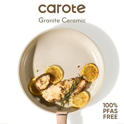 CAROTE 22PCS Pots and Pans set Non Stick, Ceramic Cookware Set, RV Kitchen Cooking Set Removable Handles, Oven Safe, Induction Coolware, Non-toxic Kitchen Cooking Set, PFAS and PFOA Free