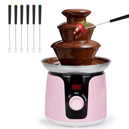 14oz Chocolate Fondue Fountain, 3-Tier MINI Chocolate Fountain with 6PCS Fondue Fork for Chocolate Cheese