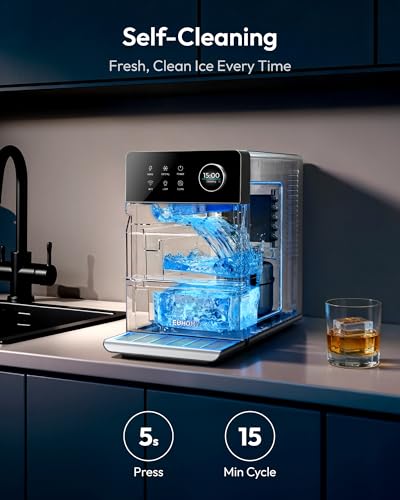 EUHOMY 2'' Clear Ice Cube Maker Countertop with APP, 110 Pcs Daily Cubes