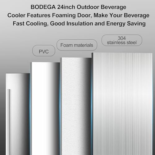 BODEGA 24 Inch Beverage Fridge under Counter, Outdoor Refrigerator for Patio and Deck Weatherproof, Stainless Steel Beverage Cooler for Soda, Beer, Holds 164 Cans
