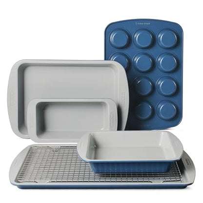 Tramontina Rise 6-Piece Ceramic Baking Pans Set, Non stick Essential Bakeware for Cookies, Loafs, Cakes, Brownies and Muffins