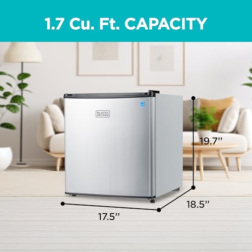 BLACK+DECKER 1.7 Cu. Ft. Compact Refrigerator, BCRK17V, Stainless Look