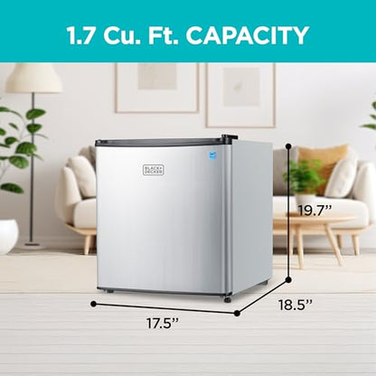 BLACK+DECKER 1.7 Cu. Ft. Compact Refrigerator, BCRK17V, Stainless Look