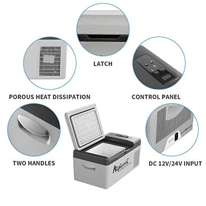 Alpicool C15 Portable Car Freezer,12 Volt Refrigerator, 16 Quart (15 Liter) Fast Cooling 12V Car Fridge -4℉~68℉, Car Cooler, 12/24V DC and 100-240V AC for Outdoor, Camping, RV, Truck, Boat