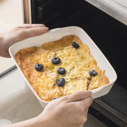 HOMBENE Casserole Dishes for Oven, Ceramic Baking Dishes Set of 3 with Roasting Racks, Rectangular Lasagna Pan with Handles for Baking, Gift, Dinner Microwave Oven Safe (2QT/3QT/4.2QT)