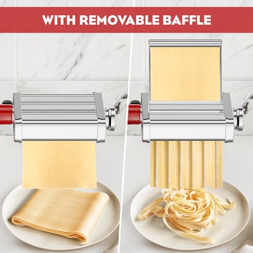 3-in-1 Pasta Attachment for KitchenAid Stand Mixer, Stainless Steel Pasta Maker for KitchenAid Mixer Attachments, Pasta Maker Includes Pasta Roller, Spaghetti & Fettuccine Cutter by Cofun
