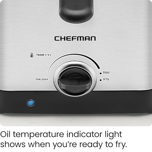 Chefman Fry Guy, The Most Compact & Convenient To Deep Fry Comfort Food, Restaurant-Style Basket With A 1.6-Quart Capacity, Easy-View Window & Adjustable Temp Control, Stainless - 1.5 Liter