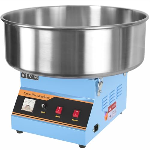 VIVO Blue 1030W Electric Cotton Candy Machine, Commercial Candy Floss Maker, 20 inch Stainless Steel Bowl with Sugar Scoop, Easy Home Use, CANDY-V001B