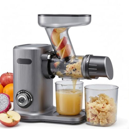OLIXIS Cold Press Juicer, Slow Masticating Juicer Machines with Extra Wide Feed Chute, High Juice Yield and Easy to Clean for Whole Vegetables & Fruits, Silver