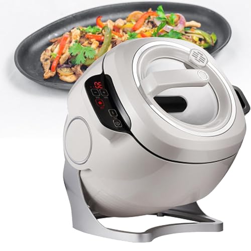 6L Automatic Cooking Machine,2000W auto Cooking Wok Fried Rice Machine,One-Click Smart Start, Three Speed Adjustable,360 ° Automatic Rotation, for Stir Frying,Stewing,Cooking,110V