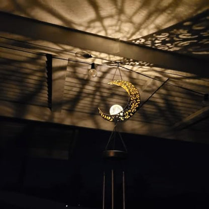 Solar Moon Wind Chimes for Outside Unique Birthday Mom Gifts for Women Mom Grandma Crackle Glass Ball LED Wind Chimes Solar Lights Outdoor Decor Light for Garden Patio Yard
