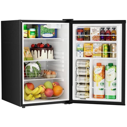 Antarctic Star 4.4 Cu.Ft Compact Refrigerator,Mini Fridge Single Door with Adjustable Thermostat,Removable Glass Shelves for Apartment/Dorm/Office,BLACK