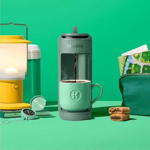 Keurig K-Mini Mate Single Serve K-Cup Pod Coffee Maker, Brews Up to 12 oz Cup, Compact Portable Coffee Machine for Small Spaces, Great for Dorms & Offices, Glamping Green