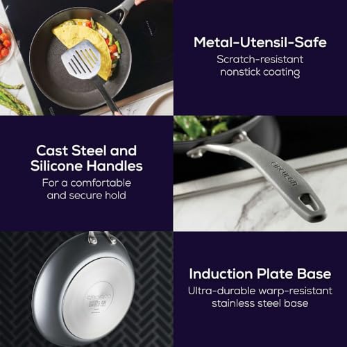 Circulon A1 Series with ScratchDefense Nonstick Induction Pots and Pans Cookware Set, Induction Cookware, Kitchen Essentials, 9-Piece, Graphite