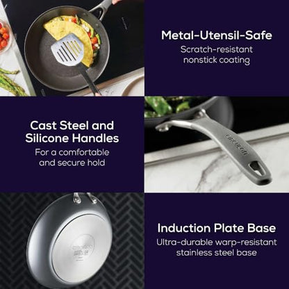 Circulon A1 Series with ScratchDefense Nonstick Induction Pots and Pans Cookware Set, Induction Cookware, Kitchen Essentials, 9-Piece, Graphite
