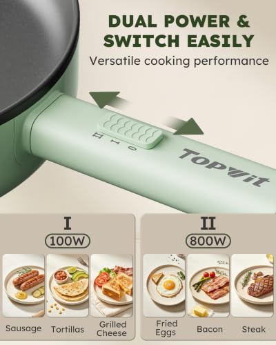 Topwit 11 Inch Electric Frying Pan, Non-Stick Electric Skillet
