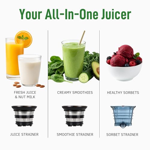 Kuvings AUTO10 Cold Press Juicer Machine – Self-Feeding for Hands-Free Use – Easy to Clean, Quiet 240W Motor, 100 oz Large Masticating Juicer – Designed for Silky Juice with Low Pulp – Matte Black